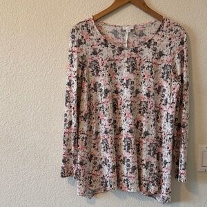 J. Jill PureJill Cotton Blend Scoop Neck Long Sleeve A-Line Tunic Tee, Medium